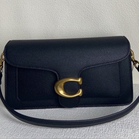 Coach Black Petite Flap Bag with Golden Latch - Picture 2 of 8